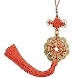 Amazleer Chinesischer Glücksknoten mit Feng-Shui-Münzen Quaste, Deko für Zuhause, Büro & Feste, (Rot-zhaocaijinbao-de-36)