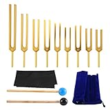 FutureHight Stimmgabel Set - 9 Stimmgabeln für Chakra Heilung, Klangtherapie, Halten KöRper, Geist und Seele im Perfekter Harmonie - Gold