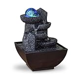 Zen Light SCFR22-C3 Innen geschlossener Kreislauf -Tischbrunnen, farbenfrohe LED -Licht, 18cm Höhe, Kastanie