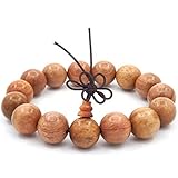 Thajaling Tibetische Mala Armband buddhistische Buddha Meditation 15mm große natürliche Holzperle Männer elastische Gebet Armband