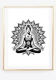 Kunstdruck Din A4 - Meditation Yoga Zen Lotussitz - Namaste Frau - Buddha Style - Druck Poster Bild Deko - ohne Rahmen