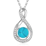 GEMLANTO 925 Sterling Silber Erstellt Türkis Halskette Dezember Geburtsstein Halsketten für Frauen Infinity Zierliche Geburtstag Jubiläum Schmuck Geschenke für Sie 40+5cm