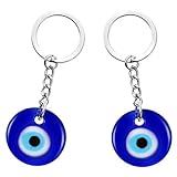 BOBOZHONG Evil Eye Schlüsselanhänger,2 Stücke Türkisch Blau Böses Auge Schlüsselbund Reize Amulett Charm Anhänger für Glücksschutz,Good Luck Schlüsselbund Geschenk