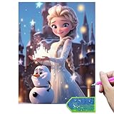 QDUODUO Diamond Painting für Erwachsene Anfänger und Kinder ab 6 Jahre, Eiskönigin Elsa Prinzessin 5D Diamant Painting Bilder, 30x40cm Große DIY Diamantmalerei Mosaikherstellung Kit für Home Deko