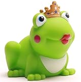 DUCKSHOP I Badeente Froschkönigin mit goldenem Krönchen I Quietscheente L: 8 cm I Quietscheentchen I Geschenk für Märchen-Fans I Präsent Sammler