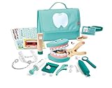 Hape Super Smile Zahnklinik Set | Pädagogisches Zahnarzt Rollenspiel Kit mit vibrierender Zahnbürste, abnehmbaren Zähnen und Zubehör | Ab 3 Jahren