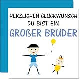 Stuff4 Karte zur Geburt Junge Mädchen - Herzlichen Glückwunsch du Bist ein Großer Bruder - Babykarten zur Geburt Baby Karte Geburt Babyparty, 145mm Glückwunschkarten Geburt Grußkarte