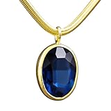 Halskette Damen Gold mit Anhänger - Geburtsstein für den September Saphir - Blauer Kristall Stein - Kette Damen - Schlangenkette - 14k Vergoldet - Geschenk für Sie - Geburtstag - Weihnachtsgeschenk