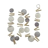 ReWu Capiz-Girlande Muscheldekoration mit Treibholz bemalt 180cm Handarbeit Wanddekoration Fensterdekoration Zimmergirlande Grau Natur Zufällige Auswahl
