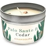 Chandelita Duftkerze mit Palo Santo & Zedernholz Für Meditation & Reinigung – Handgemachte Duftkerzen aus Sojawachs – Vegane Kerze mit Ätherischen Ölen – Aromatherapie Candle – Chakra Kerze
