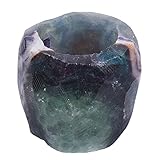 KYEYGWO Fluorite Natürlicher Oval Kristall Kerzenhalter Ornament, Heilung Stein Kerzenständer Polierte Edelstein Teelichthalter Modern Kerzenleuchter für Tischdeko Party Hochzeit Weihnachten