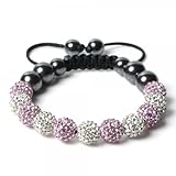 Shamballa-Armband 11 10 mm Pink / Weiß