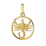 NKlaus Skorpion Sternzeichen 585 Gelb Gold 14 Karat 15mm Kettenanhänger Horoskop Zodiak 13325