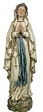 Motivationsgeschenke Lourdes Madonna Marienfigur - 20cm | Handbemalte Madonna Statue auf Sockel | porzellanartiges Kunstguss, Kunstharz | spirituelle Dekoration | Heiligenfigur Deko