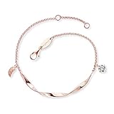 Engelsrufer Twist Damen Armband aus rosévergoldetem Sterling Silber mit kleinem Flügel und Zirkonia Anhänger - Karabinerverschluss - längenverstellbar - nickelfrei