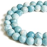 Larimar-Perlen, 8 mm, natürliche Edelsteinperlen, rund, lose Perlen für Schmuckherstellung, 45 Stück