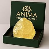 Anima Citrin Kristall – Groß 4–5 cm Strahlend Gelber Naturbelassener Rauer Citrin stein für Fülle, Positivität & Selbstvertrauen – Ethisch Gewonnen, Präsentiert in Eleganter Geschenkbox