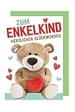 Geburt Enkelkind Grußkarte Zum Enkelkind Teddy mit Herz 16x11cm