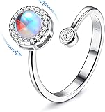 MILACOLATO 925 Silber Ringe Für Frauen Fidget Ring Verstellbar, Opal Mondstein Spinner Anxiety Ring Für Damen Mädchen, Achtsamkeitsring Verlobungsring Engagement Ring Modeschmuck Mit Geschenkbox