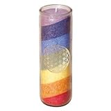 7 Chakra Regenbogen-Kerze Glaskerze mit goldenem Aufkleber der Blume des Lebens