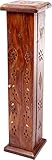 Luxflair Räucherturm aus Sheesham-Holz mit Messingornamenten handgefertigter Räucherstäbchen und Räucherkegelhalter 31 cm