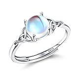 Milacolato Ring Silber 925 Damen Mondstein Ring Verstellbar Mondstein Ringe Silber Vintage Ringe Frauen Keltisches Dreieck Zirkonia Ring Oval Rund Herz Edelstein Ring Schmuck Für Sie Mit Geschenkbox