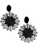 KGDUYC 1 Paar Boho Floral Ohrringe Vintage Punkt Ohrstecker Blume Tropfen Baumeln Ohrringe Einzigartig Schwarz Blume Tattoo Spitze Ohrringe Statement Flower Ohrringe Prom Ohrringe