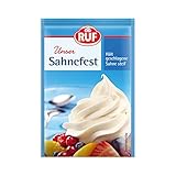 RUF Sahnefest hält geschlagene Sahne steif, verzögert als Pulver angewendet das Durchweichen von Obstböden, glutenfrei und vegan laut Rezeptur