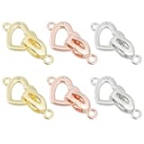 CHGCRAFT 6 Stück 3 Farben Cubic Zirkonia Faltschließe Herz Faltschließe Halskette Extender Verschlüsse Messing Kristall Armband Verschlüsse Schmuckverlängerung für Armband Herstellung Halskette