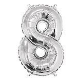 Rayher Hobby Rayher 87040606 Zahl 8 Party-/Folienballon, silber, 40cm hoch, zum Befüllen mit Luft, für Geburtstag, Silverster, Jubiläum