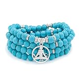 Yoga Charm 108 Mala Zen Buddha Perlen Armband Halskette für Männer oder Frauen (Grüner Türkis (Green Turquoise))