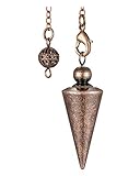 JSDDE Schmuck kupfer Pendel Spitzkegel Pendulum Anhänger mit Kette Esoterik Radiästhesie Spitze Pendel für Reiki Heilung Energietherapie Dowsing Scrying Balance Armband (Bronze)