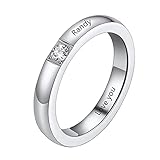 U7 Geburtsstein Ring für Damen Herren Edelstahl personalisierte Verlobungsring Ehering mit Name Gravur Fantasie Modeschmuck Accessoire für Liebepaar Partnerschaft