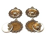 Perlin Charm Leere Lünette Tablett Medaillons Metall Anhänger Fassungen 8 Teile 4 Paar Schmuck 20mm Runde 4 Stück Klar Glas Cabochon Bastelset (Kupfer Model-1)