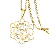 VASSAGO Merkabah auf Blume des Lebens Halskette Mandala Halskette Geometrie Stern Tetraeder Merkaba Anhänger Halskette Buddhistische Lotusblume Mandala Anhänger Schmuck