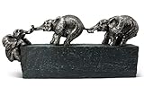 FeinKnick Skulptur “Familienbande” - Zeitloses Symbol für Zusammenhalt in der Familie & im Team - Elefanten Dekoration aus Marmorit 43 cm lang - Deko Figur Elefant