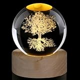 AWARDSEN 60 mm Kristallkugel lebensbaum, Briefbeschwerer Glaskugel Deko, Crystal Ball lasergeätzte Glaspflanze Glaskugel Geschenk für Sie Geburtstag