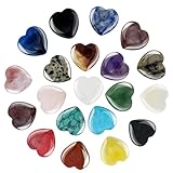 GOTFUN 20 Stück Kristalle Steine Herz Stein, Bunte Steine Heilung Kristall Edelsteine Set, Glückssteine für Kinder, Rosenquarz Amethyst Herz Liebe Steine für Meditation Chakra Reiki Energieausgleich