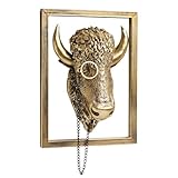 Newinhome Tierköpfe Wanddekoration (Geschenk Metallrahmen) Harz Tiere Skulpturen Kopf Wandbehang Dekor Gold Vintage Wandskulptur für Wohnzimmer Schlafzimmer Büro (Bull)