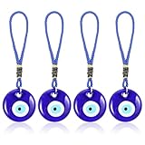 4 Stück Evil Eye Anhänger,Türkisches Blaues Auge Glas Charme Anhänger,Blaue Augen,Evil Eye Auto Hängedekoration für Fenster,Auto,Türrahmen,Balkon
