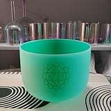 Chakra-Design, 432 Hz, F-Herzchakra, Quarz-Kristall, Klangschale für Meditation, Yoga und Entspannung, 20,3 cm