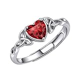 ChicSilver 925 Silberring Damen Bling Ring mit Zirkonia Keltischer Knot Ring Januar Granat mit Geschenkebox für Freundin Ehefrau