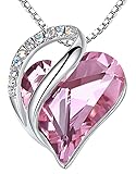 Leafael Birthstone Halskette für Damen | Halskette für Frauen mit heilenden Kristallen | Allergiefreie Anhänger Halskette mit Geschenkbox inklusive| Heller Rosenquarz Rosa für Oktober