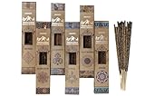 Himalaya Masala Räucherstäbchen, Palo Santo, Copal, Myrrhe, Zimt, Opium, Olibanum, 6 Packungen x 10 Stäbchen (60 Stäbchen), Langbrennend, Handgefertigte Räucherserie