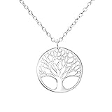 Laimons Damen-Halskette mit Kette 45 cm fein und Anhänger Baum des Lebens 18 mm glanz Sterling Silber 925