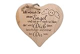 DEKOFANT Herz mit Spruch Holz 24 x 24 cm „ Ich wünsch Dir einen Engel und sei er noch so klein, der Wird Dich dann beschützen und immerbei Dir Sein. „ Geschenk mit Spruch