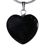 Lebensquelle Plus Herzanhänger Schwarzer Obsidian | Edelstein Anhänger 2x2 cm | Herz mit Öse