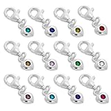 TheCharmWorks Sterlingsilber & Türkis CZ Kristall Dezember Geburtsstein Herz Anhänger zum Anklipsen