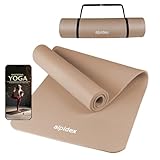ALPIDEX Yogamatte 183 x 60 x 0.8 cm Phthalatfreie Fitness Matte E-Book Tragegurt rutschfest Gymnastik Turnen Pilates Sport Physio HIIT Yoga Trainingsmatte Isomatte Hautfreundlich, Cream