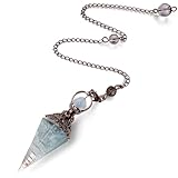 AWARDSEN Harz Aquamarin Pendulum Edelstein Pendel Kristall, Heilsteine Natürliches Sechseckiges Edelstein Kristall Ornamente für Hexerei Zeremonie, Wahrsagen, Reiki Heilung und Esoterik Geschenke